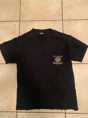 Harley-Davidson Black Short Sleeve Pocket Tee with Bahamas Patch